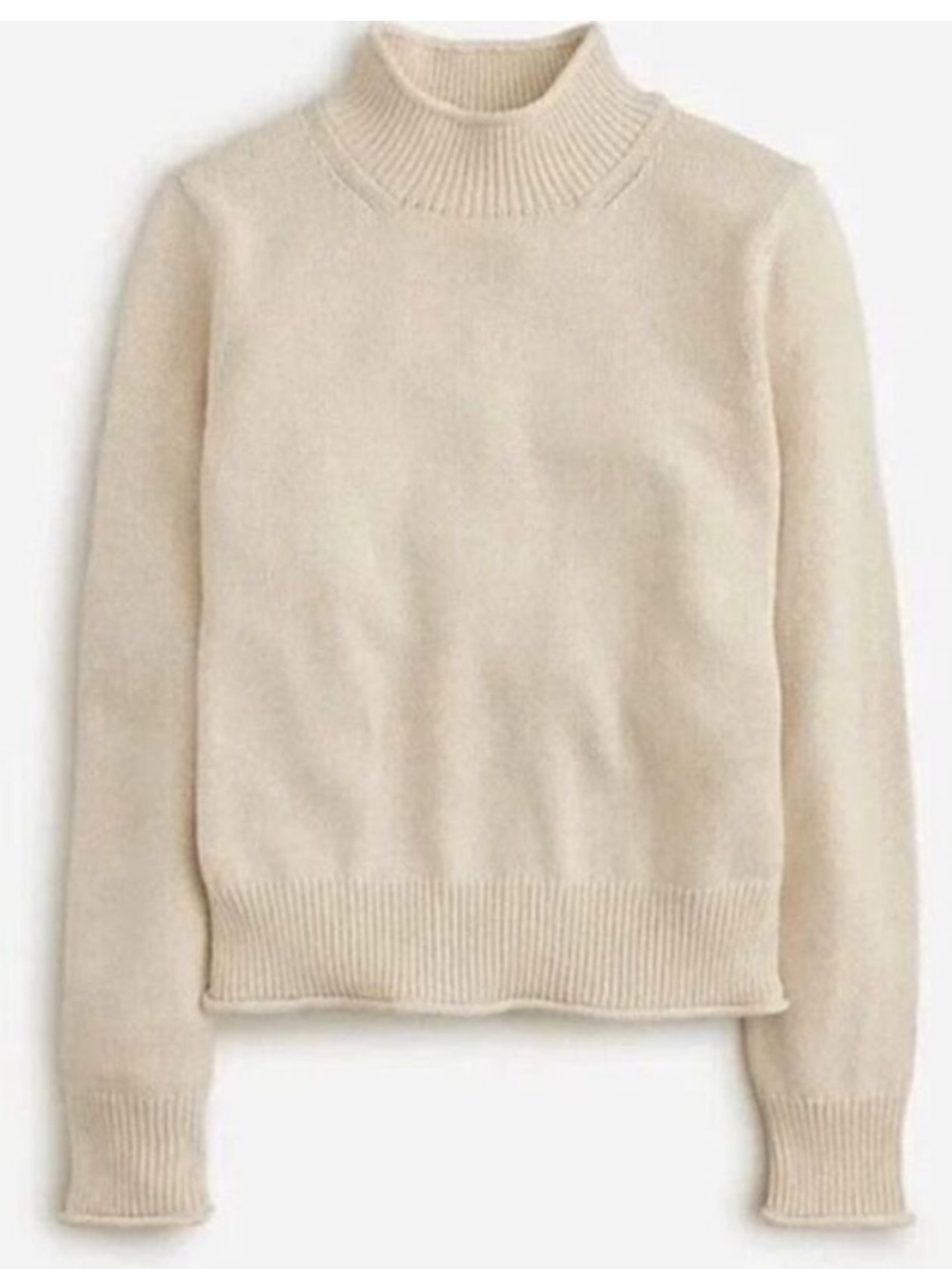 J. Crew New Heritage Rollneck Sweater in Pale Bone Size M